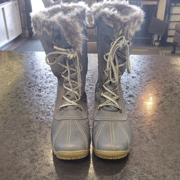 Sporto Gray Winter Rain Boots Lace-Up Design - Picture 1 of 5